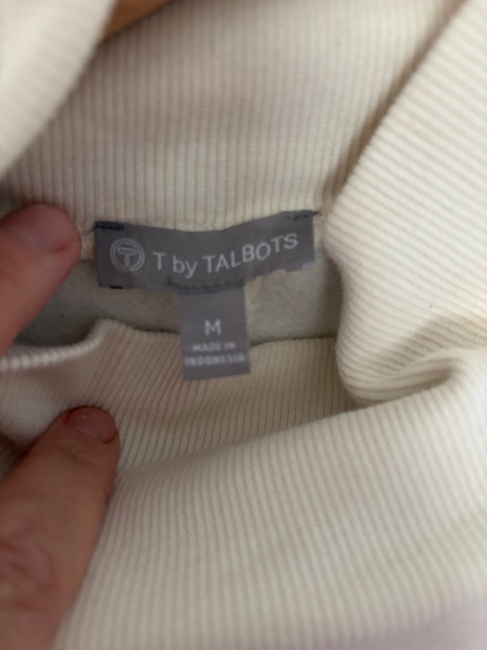 Talbots Cream Ribbed Knit Top - Picture 2 of 3